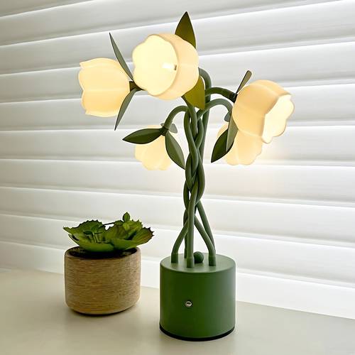 themed metal desk lamp with adjustable color temperature usb powered downlight with acrylic shade for reading writing and makeup no battery switch head flower lamp for rooms
