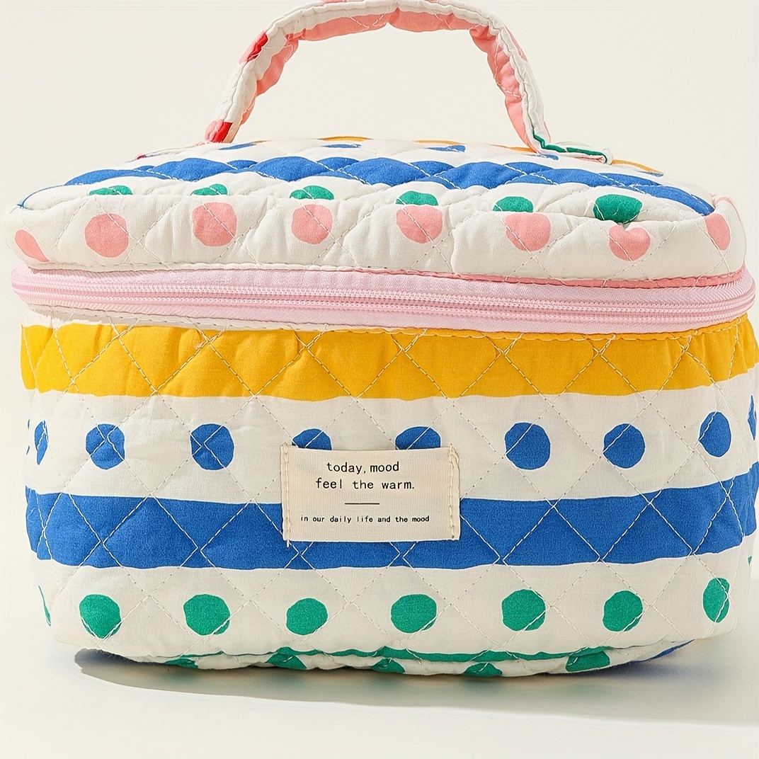 E-shop 2024 Modischer Stoff-Damenbeutel, Studenten-Tragetasche mit Streifen, Punkten, Quilted Patchwork, Niedliche Stofftasche