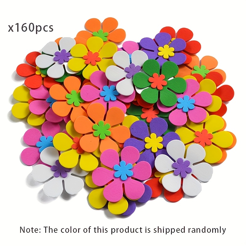 160pcs Mixed Foam Flower Stickers, Hexagonal Flower Stickers, Suitable For Crafts And Art Projects, Matte Effects, Self-adhesive Rubber Decorations, Etc. (6cm/2.)