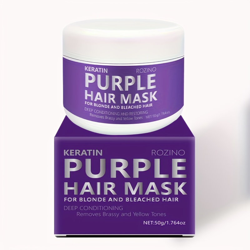 Image of 50g Purple Hair Mask, Removes Yellow Tones, Yellow Brown And Dry, Damaged Hair From Physical Training, Suitable For Blonde, Platinum, Bleached, Silvery, Gray And Yellow Brown Hair