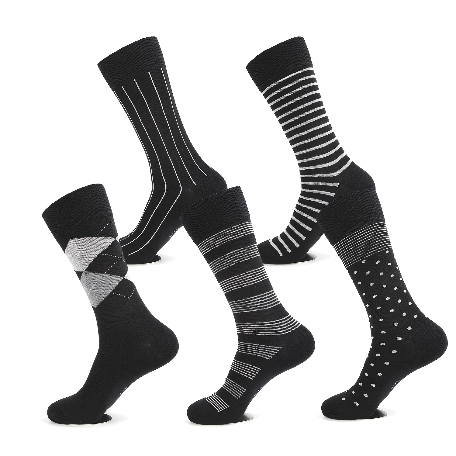 

5 Pairs Modal Odor Resistant Dress Socks For Men Cotton Business Crew Socks Patterned Dress Socks Funny