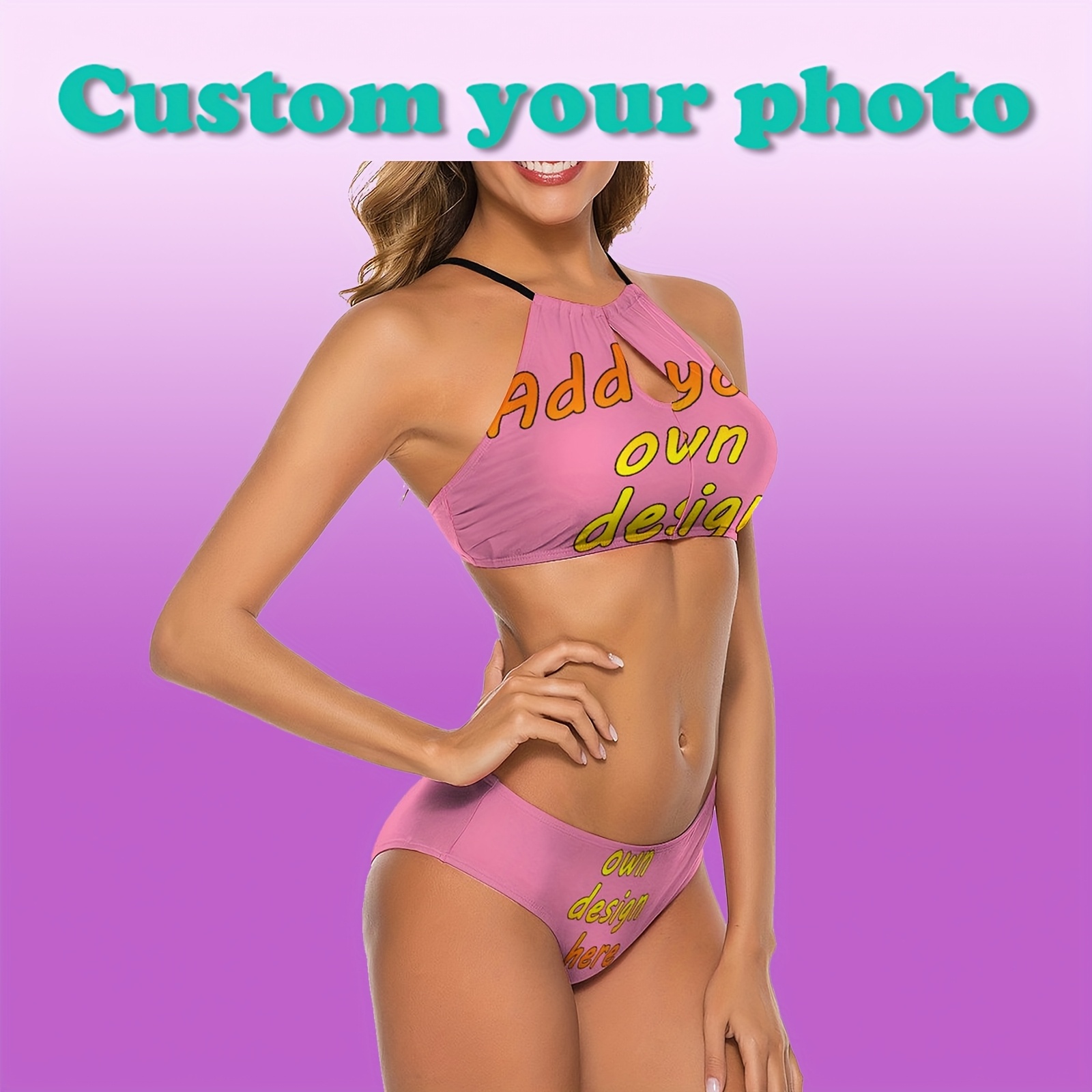 custom bikini swimsuit fashionable sexy two piece separated swimwear set beachwear outfit underwire swimsuit push up top bikini u neck bikini for seaside vacation   pool party sexy   photo tie bikini cut out bikini for   parties multiple sizes   summer highlighter outfits perfect as birthday gift valentines day surprise for girlfriend new year holiday present 0
