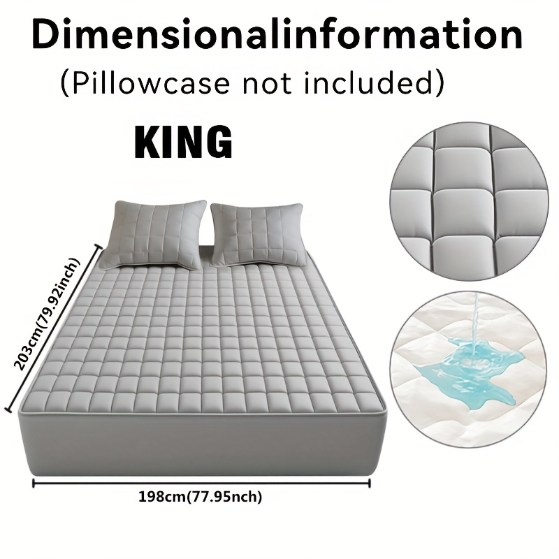 TEMU 1 pièce Protège-matelas matelassé rafraîchissant, Poche profonde de 9-15", Imperméable, Lavable en machine - Linge de lit, Taie d'oreiller non