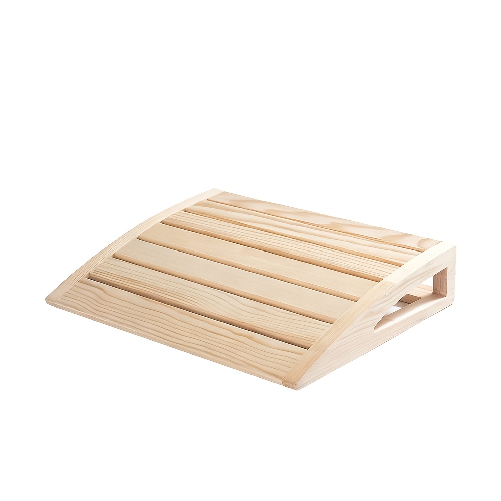 Image of Solid Wood Sauna Headrest Designed For Neck Support, Perfect For Sauna Rooms. Its Curve Aligns With Structure Of And Neck