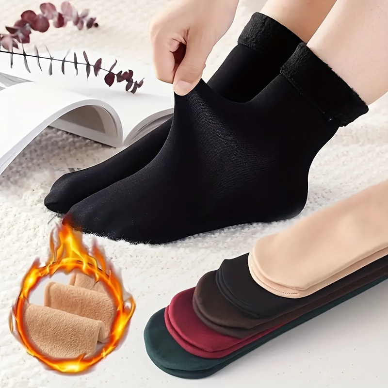 

6 Pairs Of Women's Winter Mid-calf Socks, Thickened And Warm, Stylish And, To Warm In Snowy .