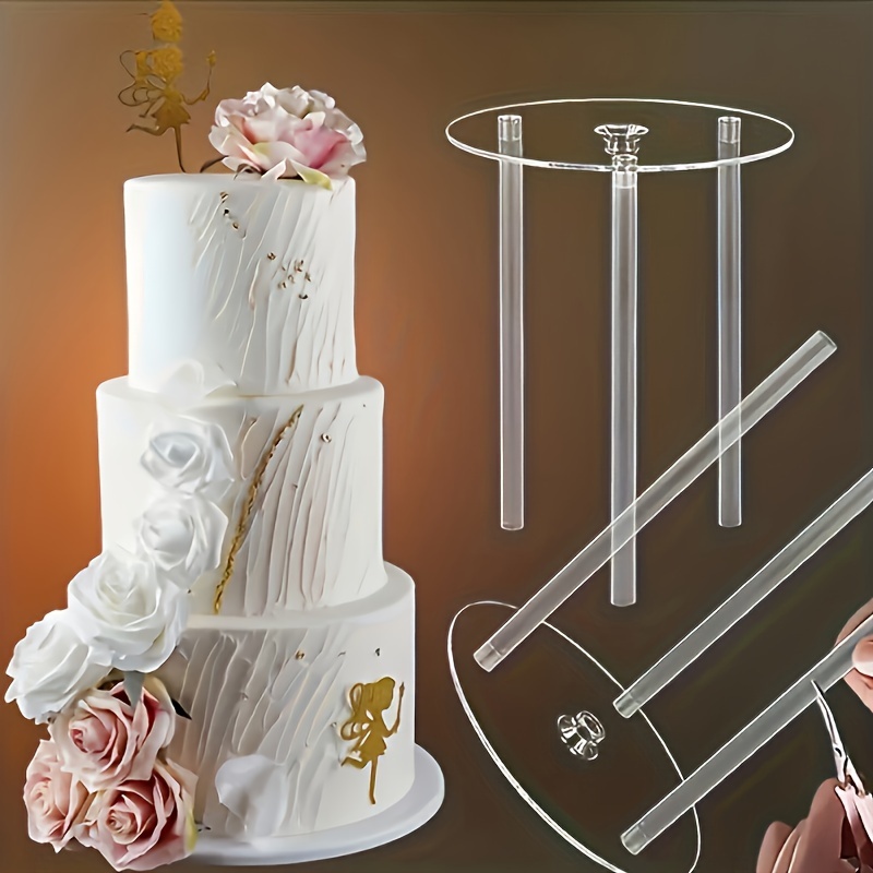 

1set Reusable Cake Layer Stacking Kit With And Dowel Bars - Weddings And Baking - Kitchen Tools And Accessories For Homes And Kitchens - Transparent Cake Stacking Pins, Suitable For Layered Cakes