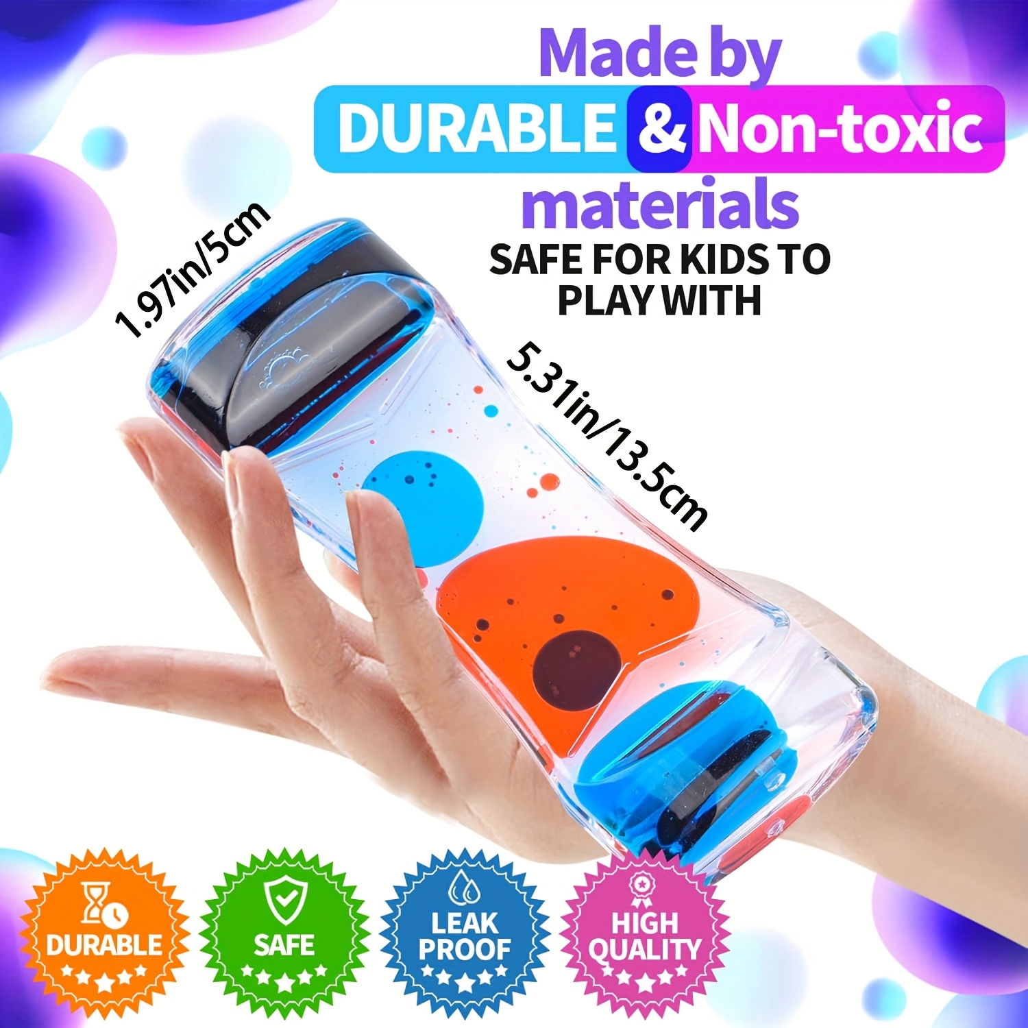 Liquid Kids Toys Motion Bubbler Timer Pack Of 6/12 Colorful Hourglass Liquid Bubbler Sensory Toy Anxiety Toys Children Activity Calm Relaxing for Kids Teenager Adults Local Warehouse