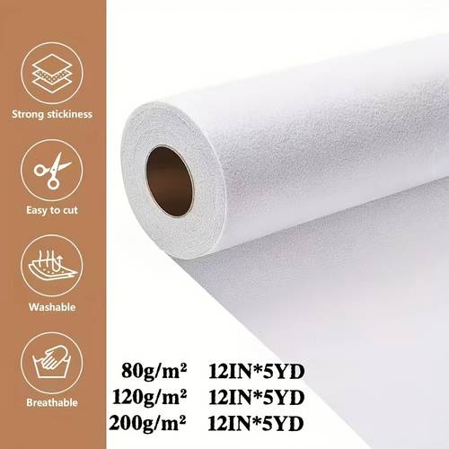 one roll of iron on fusible fleece interfacing suitable for sewing crafting and quilting measuring 12 inches by 5 yards this non woven one sided fusible batting is ideal for tote bags and home decor