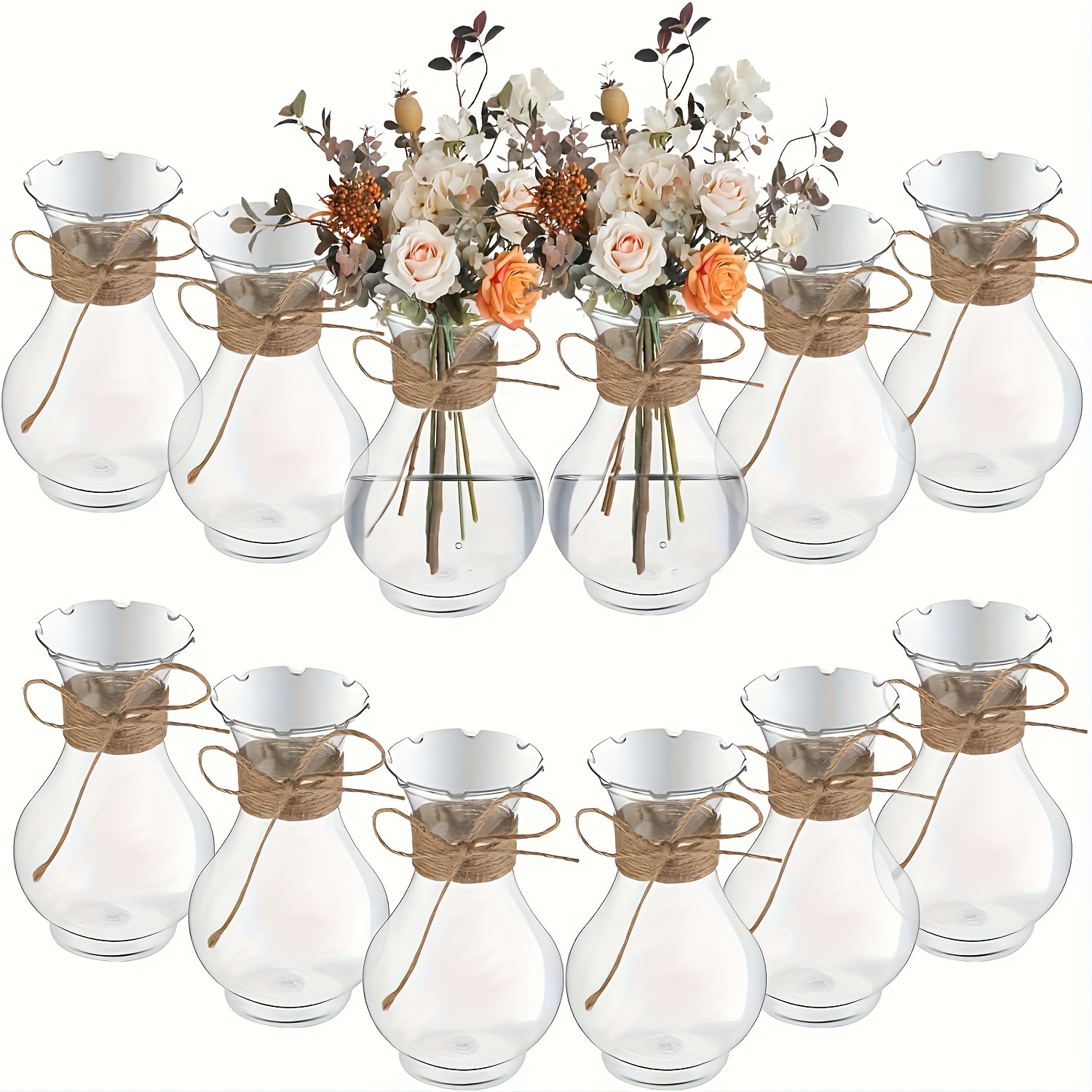 Mini Decorative Vases For Centerpieces, Plastic Bulk Hyacinth Avocado Growth Bud Vases, Cute Small Flower Bulb Plant Containers For Wedding Living Room Dining Table Decor (bud Earth Style)