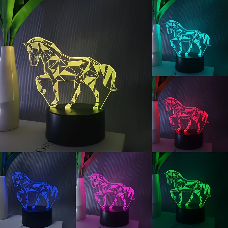 

Modern 3d Horse Night Light With Remote Control, Usb Powered, Dimmable Led Bedroom Atmosphere Light, Freestanding Polished Plastic Lamp With Adjustable Lighting, Space-themed Decorative Tabletop Light