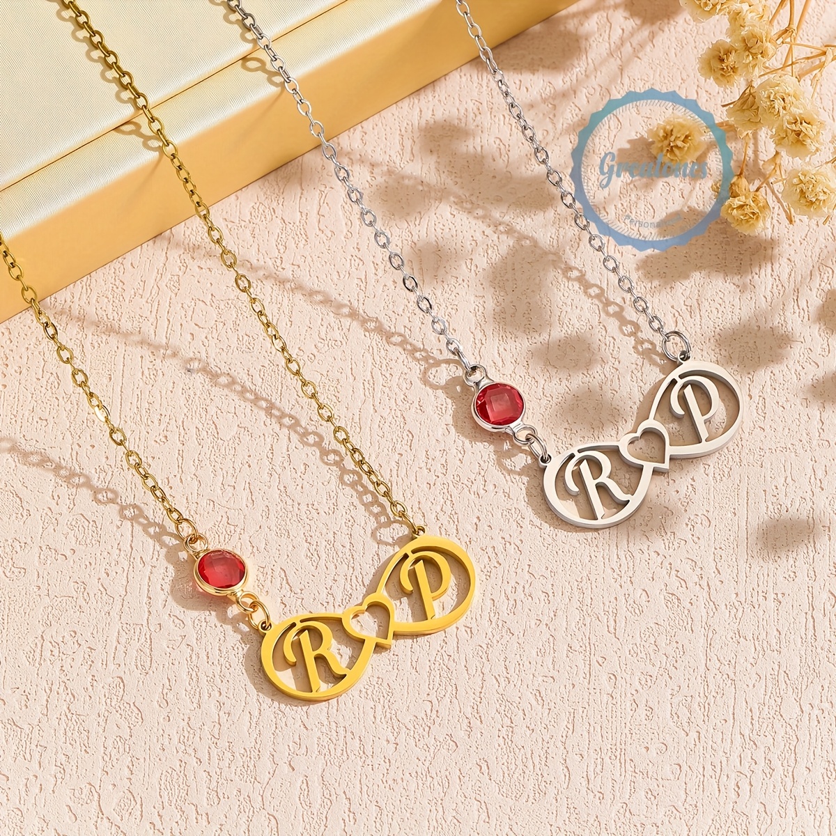 Custom Infinity Necklace with Initials for Couples