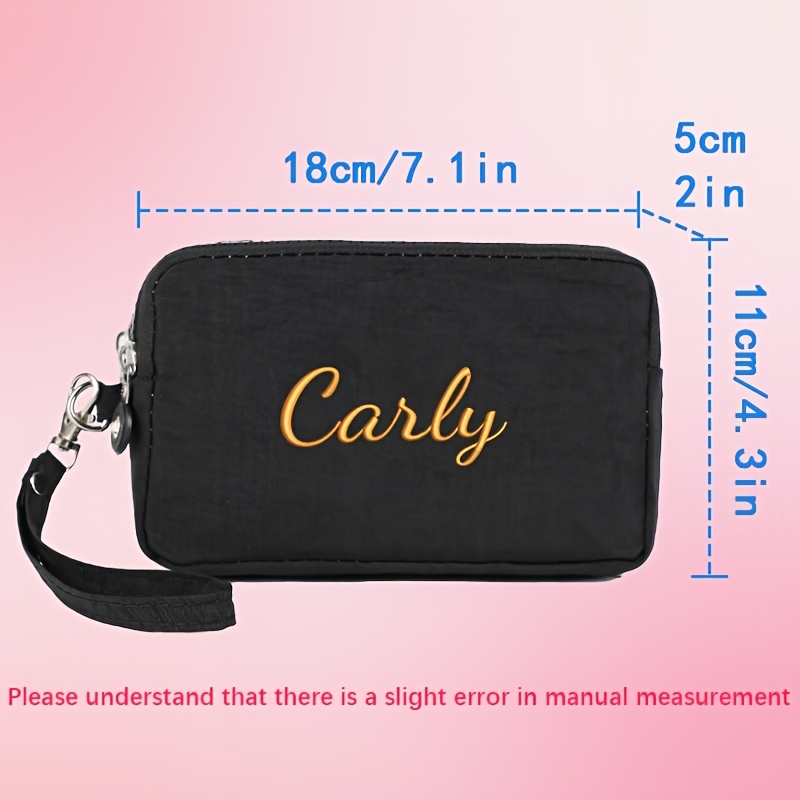 TEMU 3-compartment Dopamine Coin Purse, Removable Handle, Premium Makeup Bag, Phone Pouch, Pen Case, Portable Wallet, Card Holder, Embroidered Custom