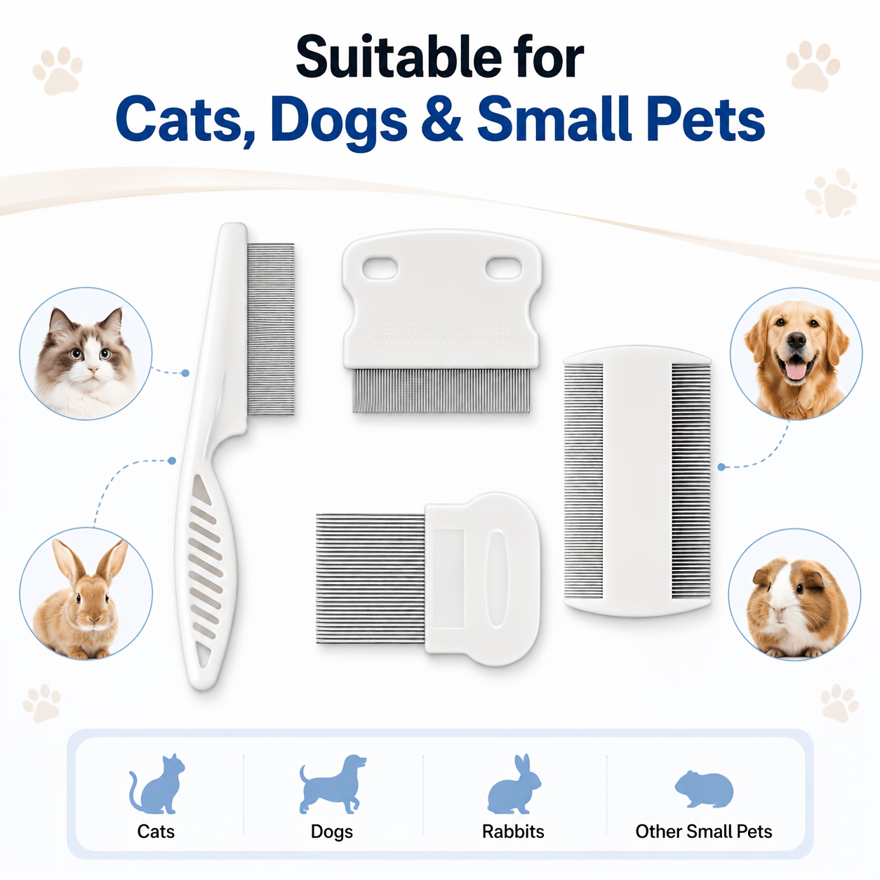 4pcs pet comb set stainless steel fine tooth grooming combs for cats and dogs     and loose hair removal tools Product details 5
