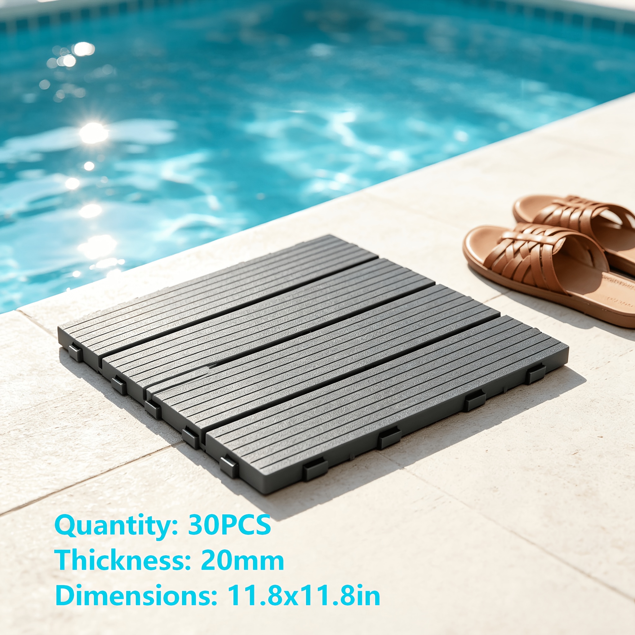 30pcs Weatherproof Wood Look Interlocking Deck Tiles, Anti-slip Washable Patio Tiles, Waterproof Flooring For Balcony Garden Greenhouse, Perfect Gift For Garden & Plant Lovers