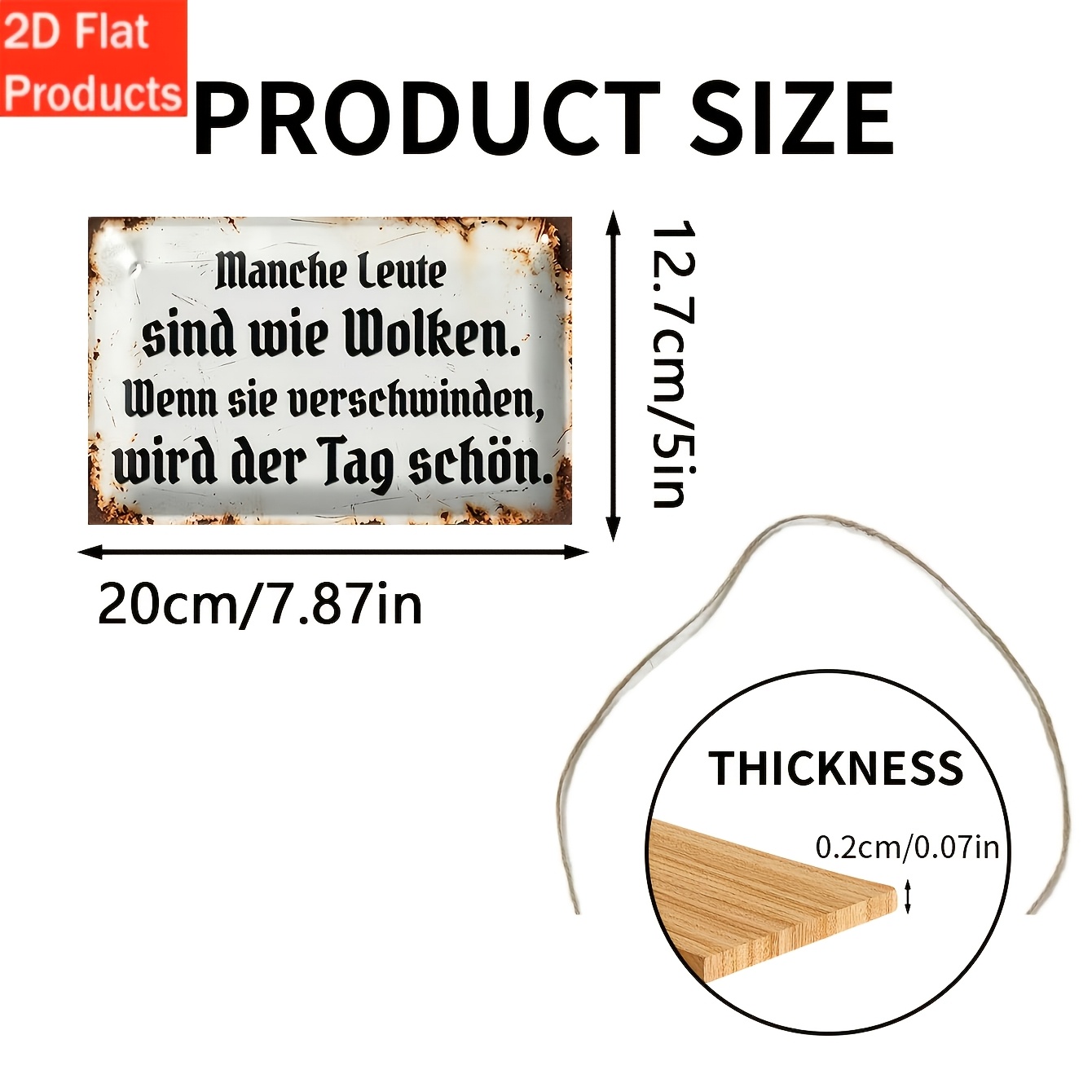 TEMU 2D-Flach, ein Wanddekor mit deutschem Spruch – Hängeschild aus Holz im Vintage-Stil mit deutschem Sprichwort deutschem Text. Geeignet für die