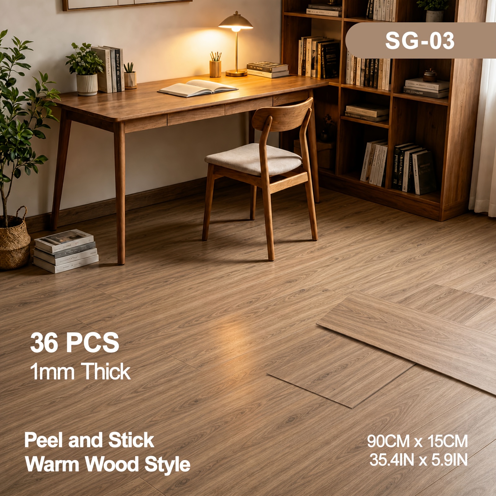 Image of 4.86m² Floor Coating, Protecting Grain! 90x15cm Floor Coating (36pcs) With Thickened Treatment For Durability. -scratch Surface Withstands Foot Traffic. Suitable For Home Renovation. Cut