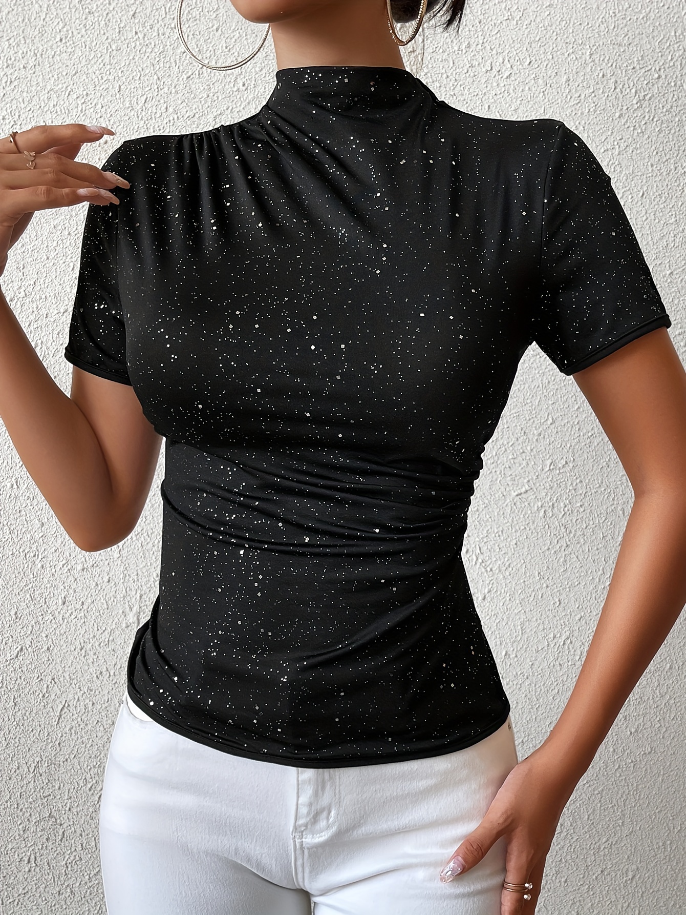 Dames pailletten tops Glitter tops Sparkle feestvest Mouwloos tuniekvest Dames pailletten tanktop (Grijs, L