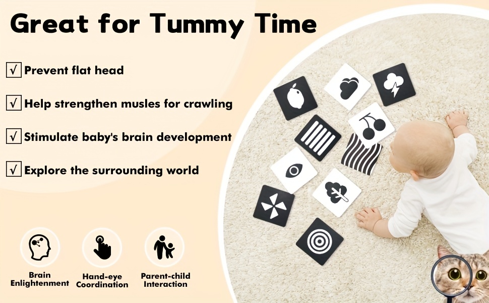 JIAJCHUF Baby Visual Stimulation Cards Ages 0-3 Months - High-Contrast Black & White Flashcards for Brain Development, Cognitive Learning & Visual Skills - Educational Toys for Infants & Toddlers, Vibrant Color Scheme, Safe Infant Materials