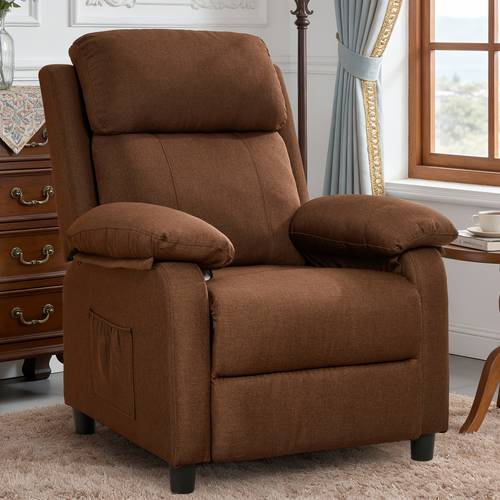 home sofa recliner features a manually adjustable backrest side storage pockets and armrests with a fixed base and a perfectly into any corner of your living room from linen fabric ideal gift