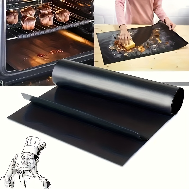 

1pc/2pcs Black Oven Mat, Oven Liner For Of , Reusable Oven Mat, Baking Mat, Barbecue Mat, Barbecue Accessories, Suitable For Electric Ovens, Gas , Toasters, Grills, Kitchen Accessories