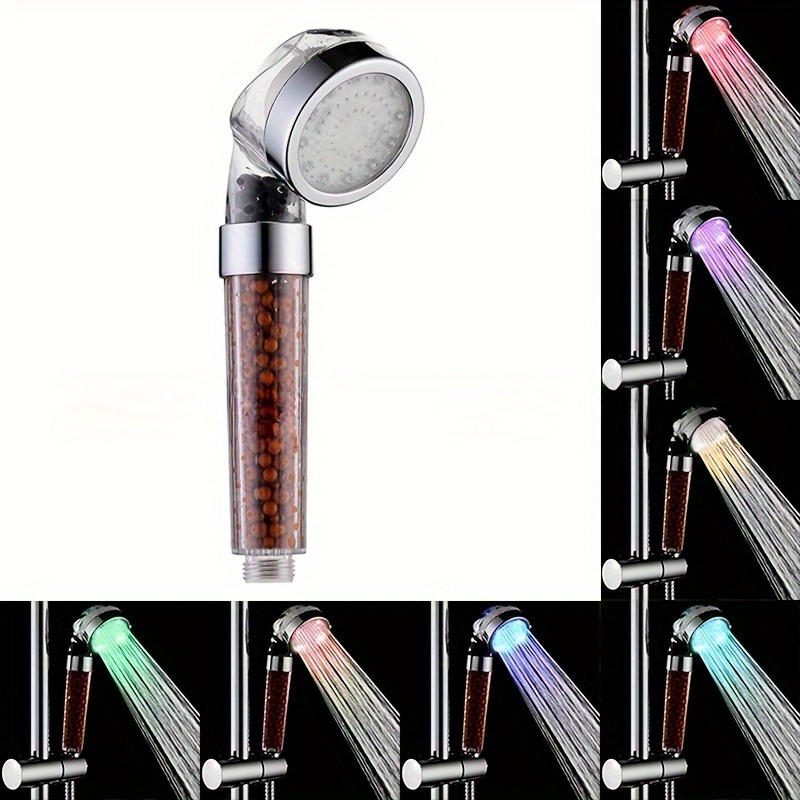 

Color-changing Handheld Shower Head With Temperature Control - Water Powered, 7 Color Modes, Easy Install