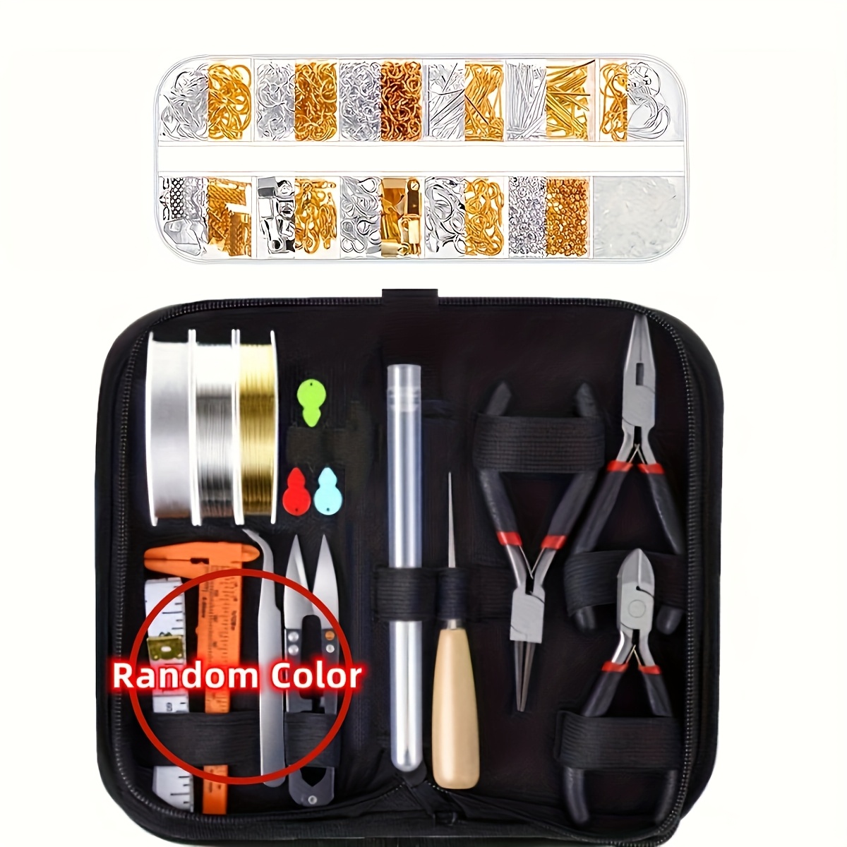 TEMU 1set Jewelry Making Starter Kit Earrings Necklace Findings Diy Beads Plier Tools Set Set Jewelry Accessories Suitable For Adults And Beginners