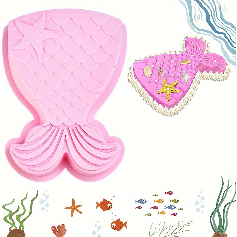 

1pc, Fish Tail Cake Pan, Mermaid Tail Shaped Silicone Baking Cake Mold, Baking Pan, Oven Accessories, Baking Tools, Kitchen Gadgets, Kitchen Accessories