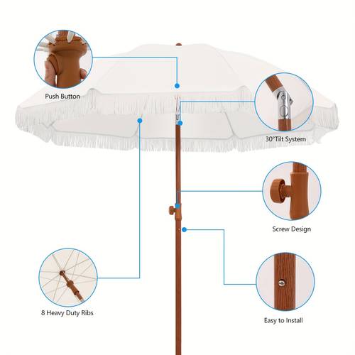 patio umbrella with upf 50 protection 8 ribs push button tilt versatile outdoor shade for garden courtyard and beach