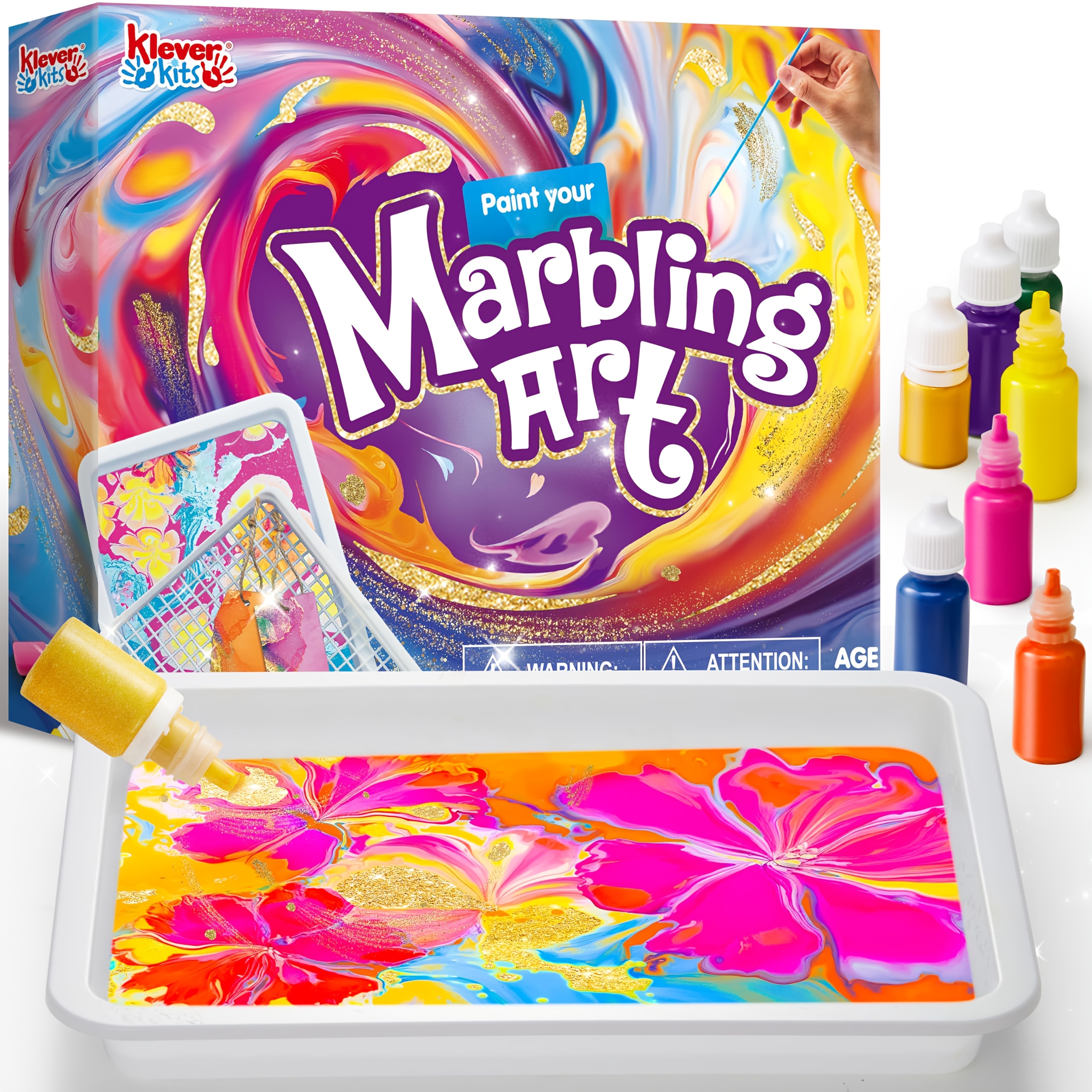 TEMU Toys For Kids, Metallic Marble Paint Art, Arts And Crafts, Kits, Ideas, Activities Toys, Birthday Christmas Gifts For Boys And Girls, Painting