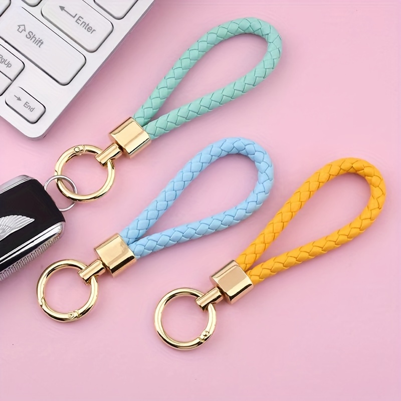 

1pc Braided Pu Leather Keychain Fashion Wristlet Key Chain Ring Bag Backpack Charm Car Key Pendant Women Girls Gift