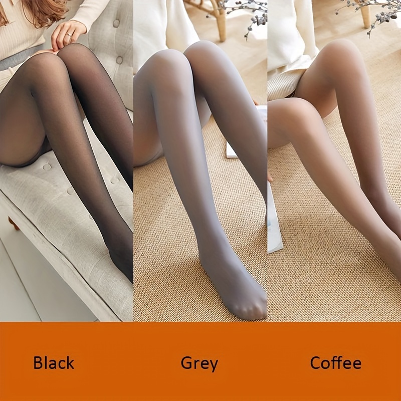 300g Skintone Thermal Fleece-Lined Tights For Black/Brown Women