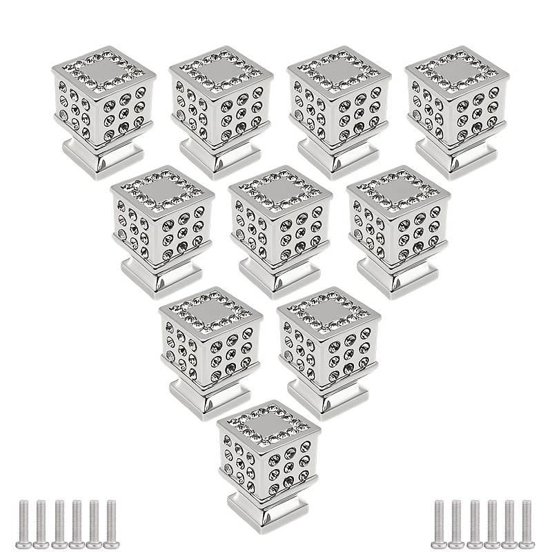 Image of 4pcs/10pcs, Crystal Rhinestone Plastic Handles, Modern Fashion Handles, Suitable For Home Drawer Cabinet Decoration