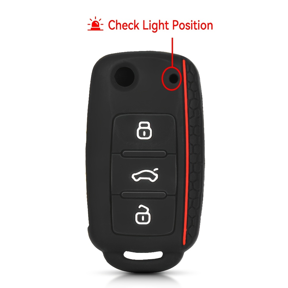 TEMU Keyyou For Silicone Key Case With For 3-button Flip Car Key For Vw For Bora Tiguan B5 B6 Golf 6 Mk5 Mk6