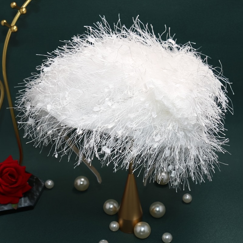 TEMU Vintage Headband - 1pc Fashionable Velvet Tassel Up Hairband With Flower Accents - Christmas Accessory For Women - Asian- Headpiece