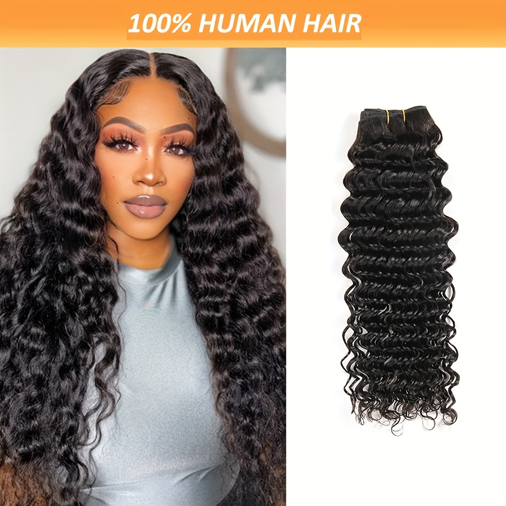 Human Hair Deep Wave Bundles Hair Brazilian Weave Temu