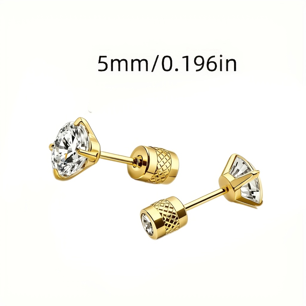 E-shop 2er Set: Vierzackige Synthetische Zirkonia-Steckerohrringe, 316 Edelstahl, Verblassungsfest, Minimalistisches, Vielseitiges Design, Elegante