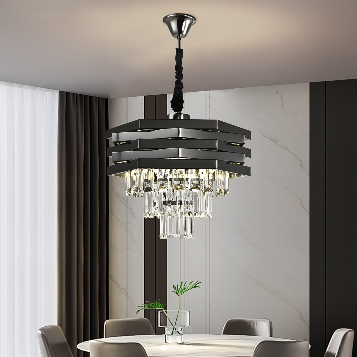 Modern Crystal Chandelier Golden Round Chandeliers Dining - Temu Canada