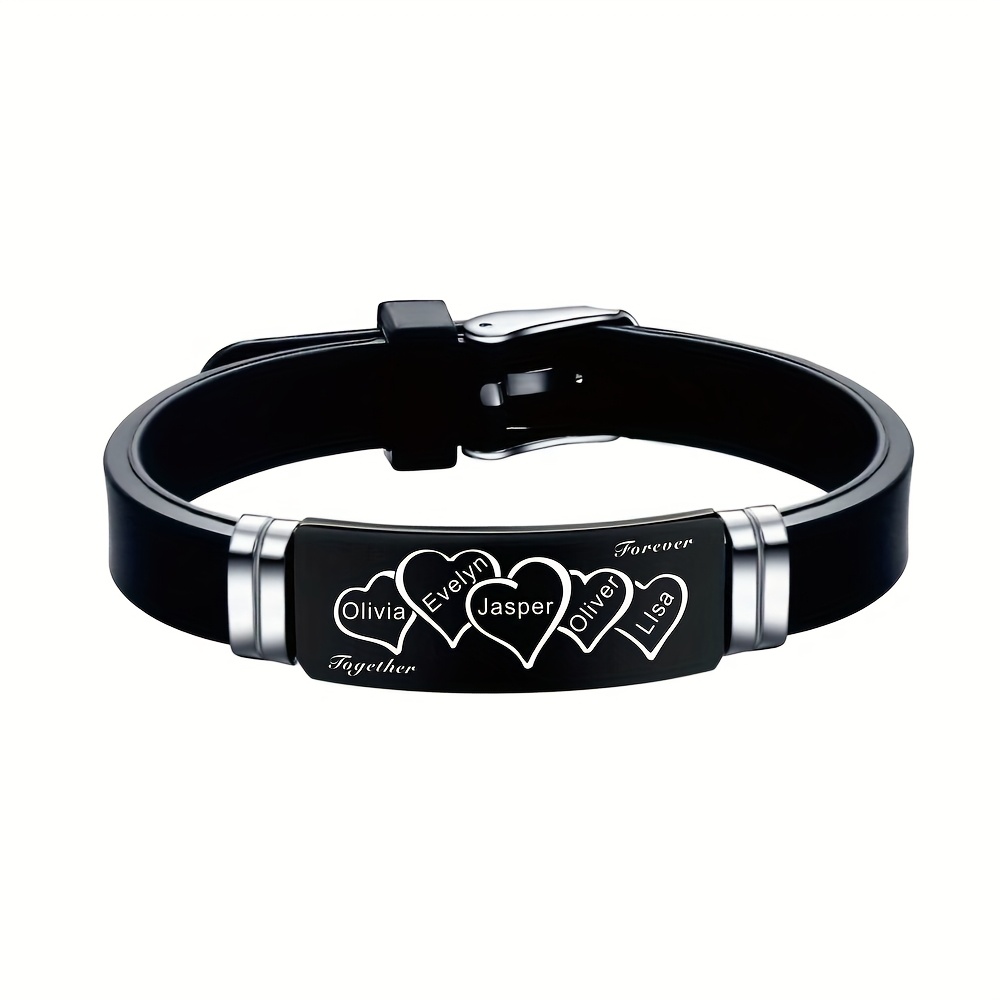 TEMU Customized Family Themed Black Wristband, Representing The Perfect Meaning Of Never Being Separated. An Ideal Accessory For Family , A Holiday