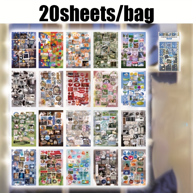 TEMU 20 Vellen/Zak Instant Flash Frame Serie Snijfolie Stickers voor Scrapbooking, Notitieboeken, Landschapsdecoratie, Journaling, Collage Decoratie.