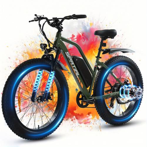 parrot 26 inch x 4 0 inch wide tire e bike 250w motor 25 km h 48v 13ah removable battery range 74 105 km shock absorption system ideal for all terrain commuting campus gift e bike