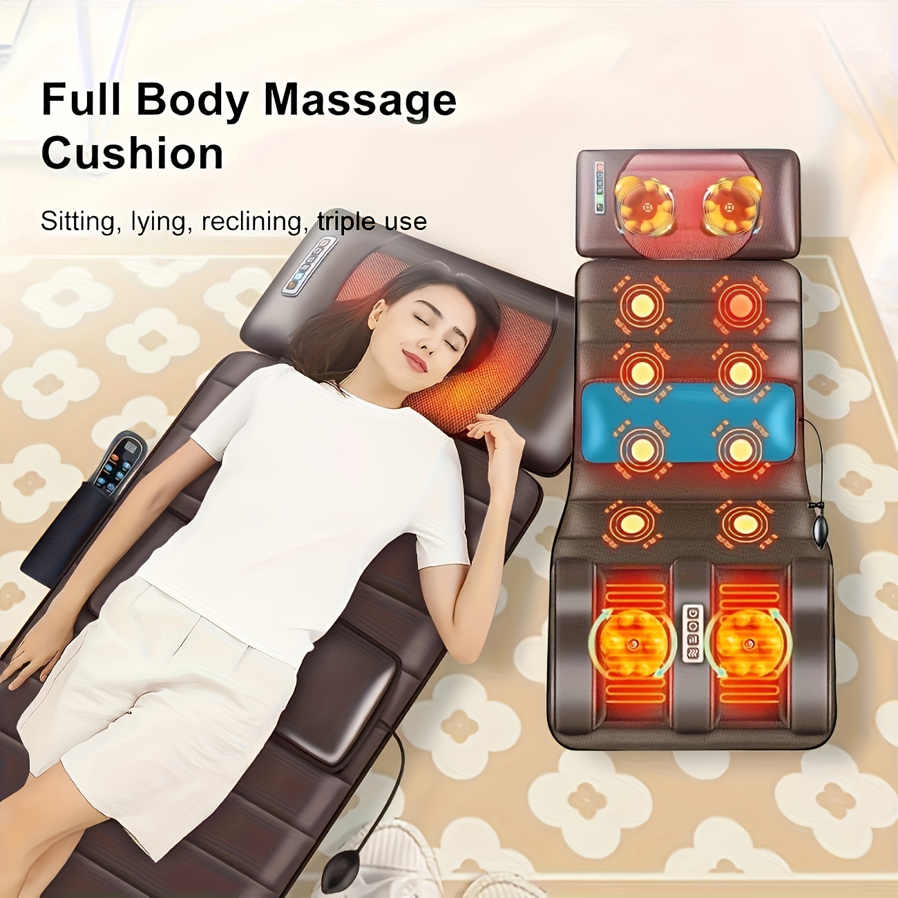 1 set of large brown full body heating massagers 2 styles of pu material with neck and   devices and massage headrest lumbar pillow timer comfortable and wear resistant non slip bottom easy to store suitable for home office   massage equipment hand held massager home massage compact massager   soft padding wearresistant material heating pad therapeutic massager busy professionals home   Product details 4