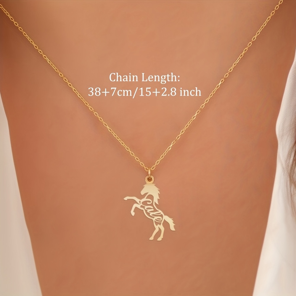 Personalized 18K Plated Stainless Steel Horse Name Necklace