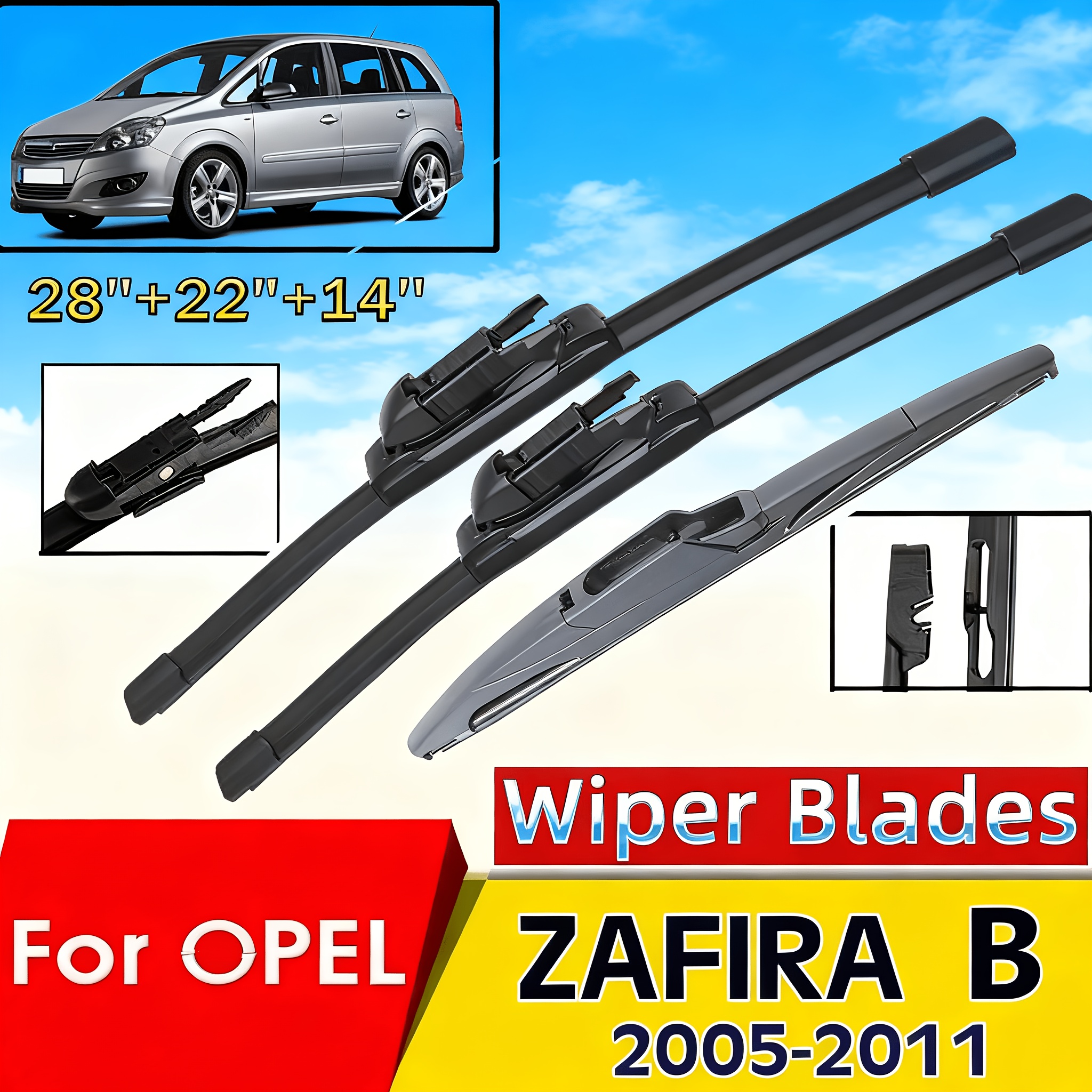 Image of Front And Rear Wiper Blades For B 2005-2011 Windshield Windscreen Window Brushes