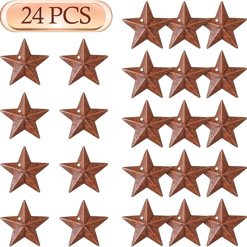 TEMU 24pcs Metal Star Ornaments Christmas Tree, Rust-colored