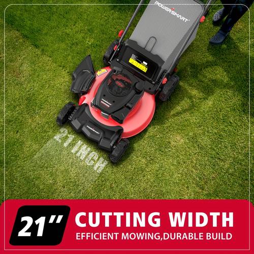 self propelled gas lawn mower 21 inch 170cc ohv engine rwd 3 in 1 with mulch side 6 position height adjustment steel deck for yard lawn care garden maintenance comfortable durable construction