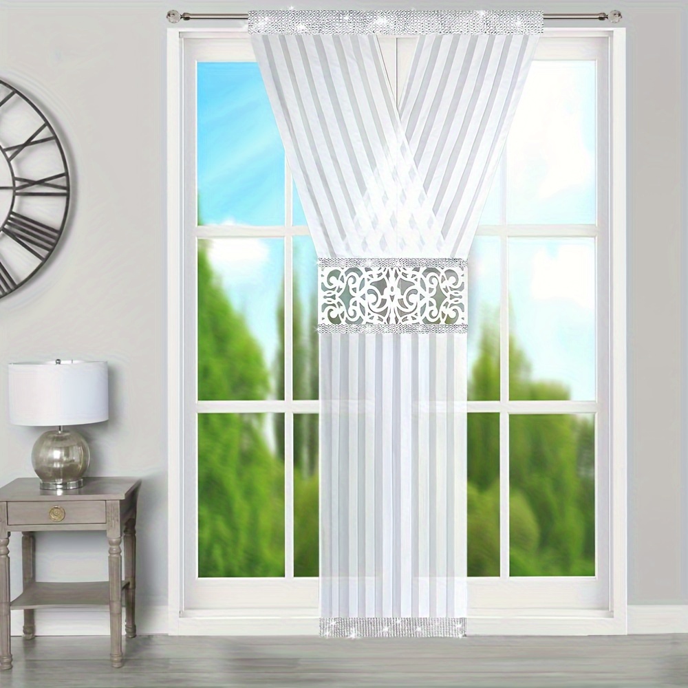 Image of 1pc Of Fhflyinghome Lam382jg181 Decorative Curtain With A Shining , Suitable For Bedroom And Living Room, Perfect For Festive And Wedding Decorations