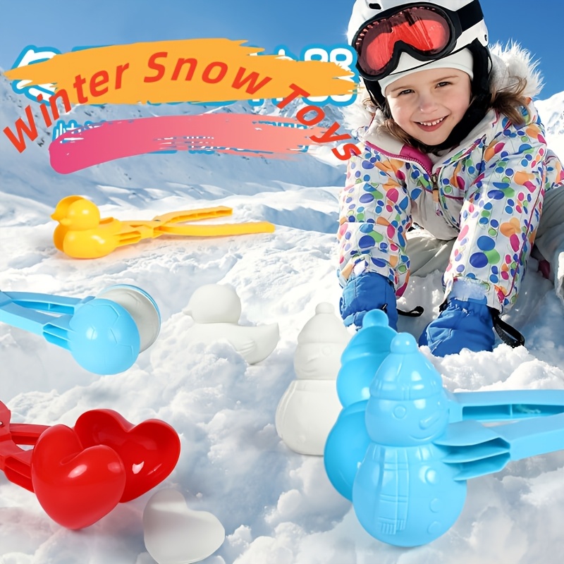 

4pcs Set, Winter Outdoor Fun Snow Sculpting Tools With Duck, Heart, Soccer Ball, And Snowman Molds, Plastic Equipment For Winter Garden Decorations Winter Fun