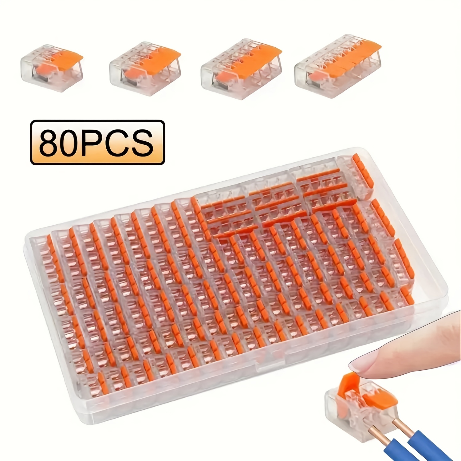 

80pcs Wire Connector Kit - Reusable, Terminals For Solid & Copper Wires, 2-5 , Pvc Insulation, Ideal For Home & Industrial Use