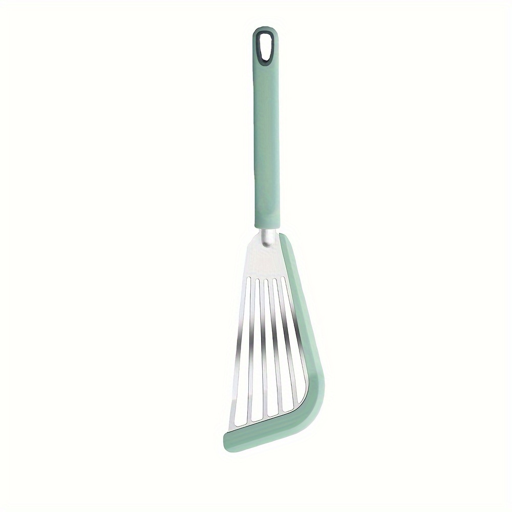 TEMU 1pc Stainless Steel Spatula, Silicone Handle Heat-resistant Frying Pan Turner, Kitchen Utensil For Cooking Steak And Fish - Christmas, New Year,