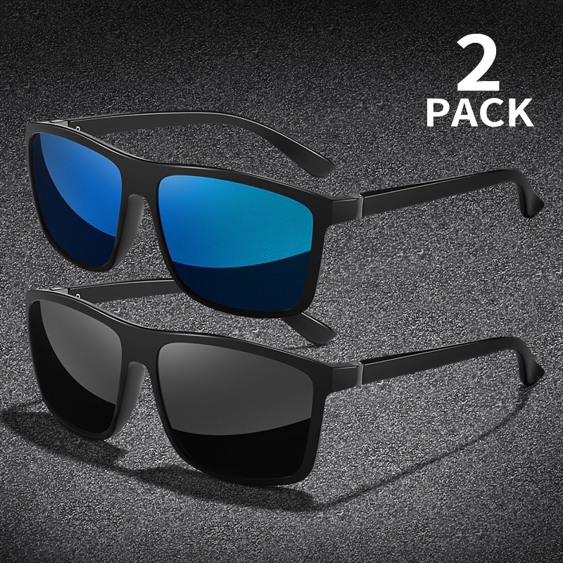 2-pair Pack New Retro Men's Trendy Square Frame Sunglasses, For Daily Casual Wear